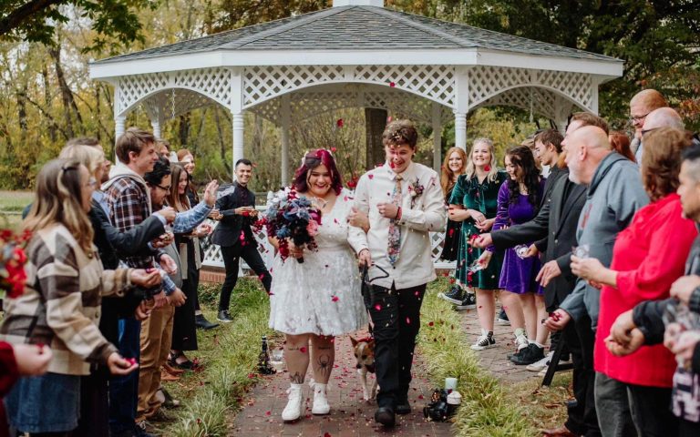 october outdoor wedding at mayberry motor inn gazebo mount airy nc